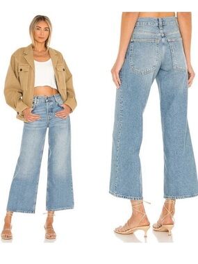Free People We the Free Chalet Wide Leg Cropped Jeans NWOT NEW Size 33